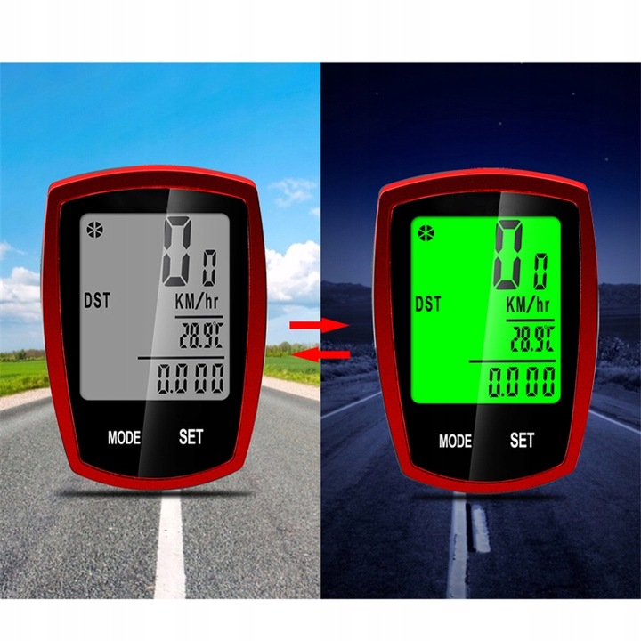 Licznik rowerowy WODOODPORNY termometr tryb noc PRĘDKOŚCIOMIERZ LCD PRO Kolor dominujący wielokolorowy